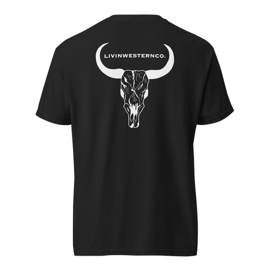 Unisex Bull Skull Heavyweight T-Shirt - Black