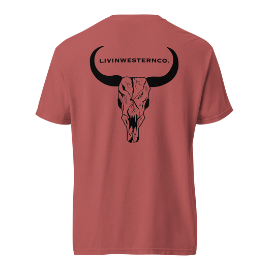 Unisex Bull Skull Heavyweight T-shirt - Crimson