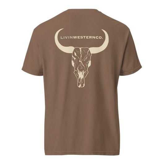 Unisex Bull Skull Heavyweight T-shirt - Expresso
