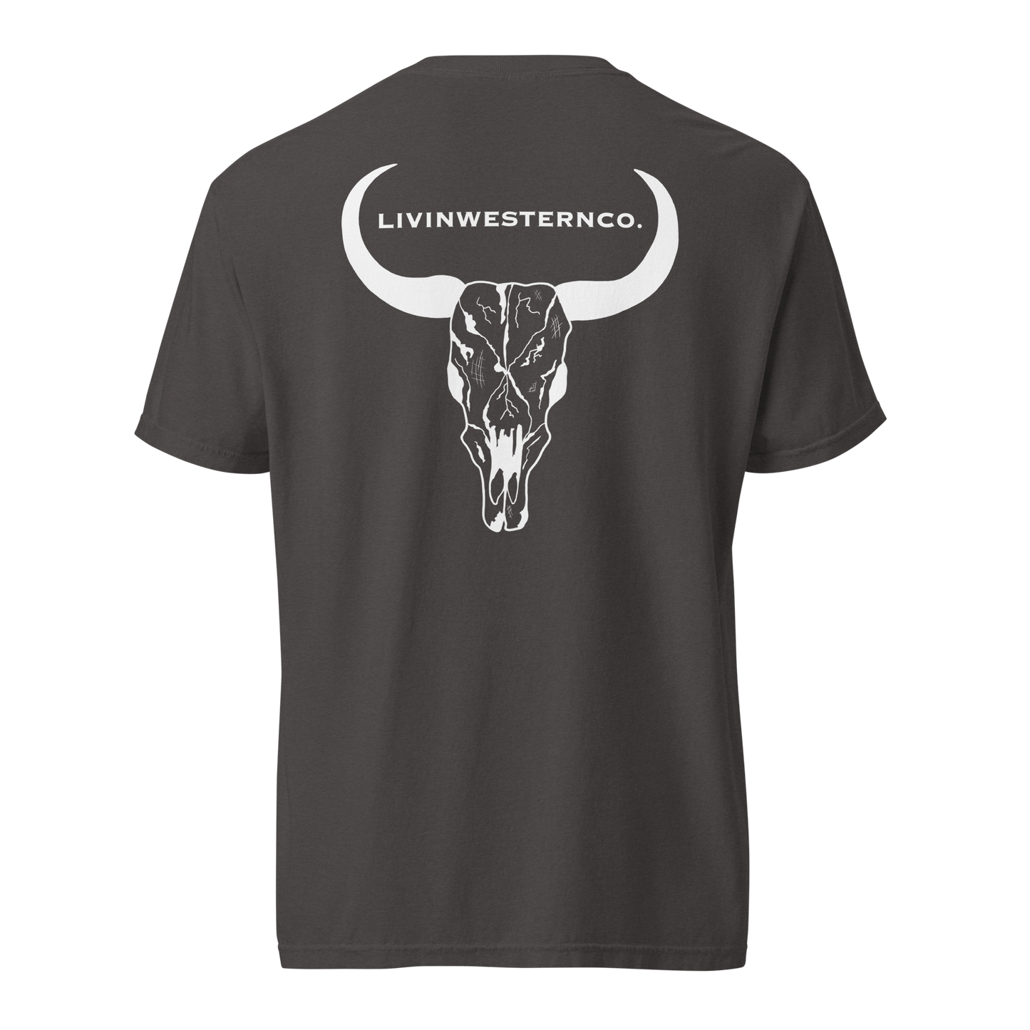 Unisex Bull Skull Heavyweight T-shirt - Pepper
