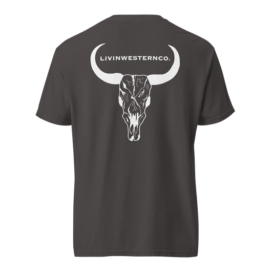 Unisex Bull Skull Heavyweight T-shirt - Pepper