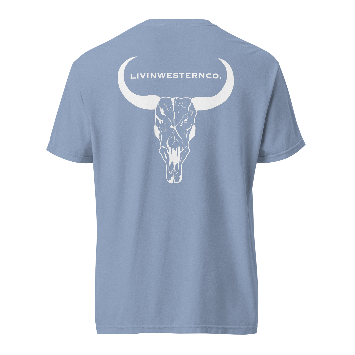 Unisex Bull Skull Heavyweight T-shirt - Jean Blue