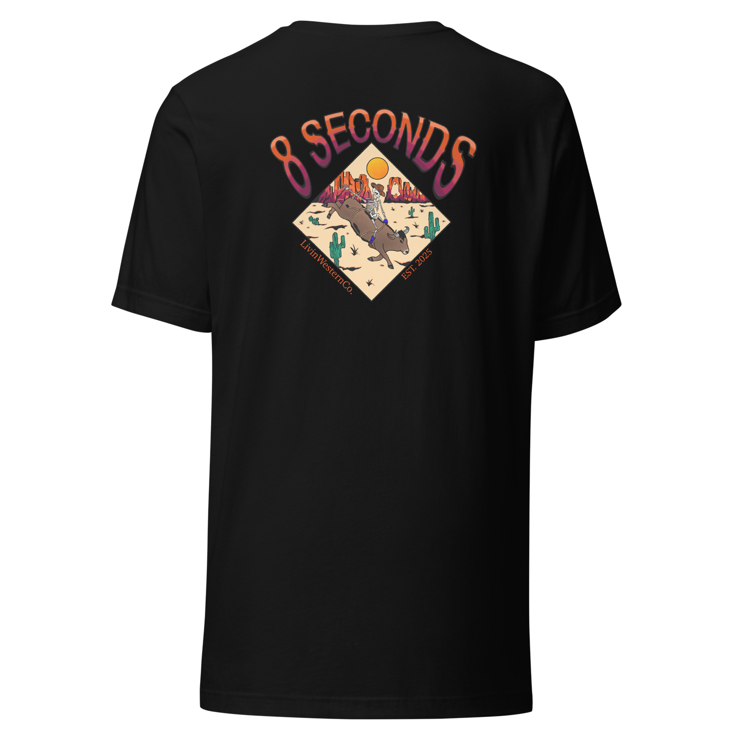 Unisex 8 Seconds T-Shirt - Black