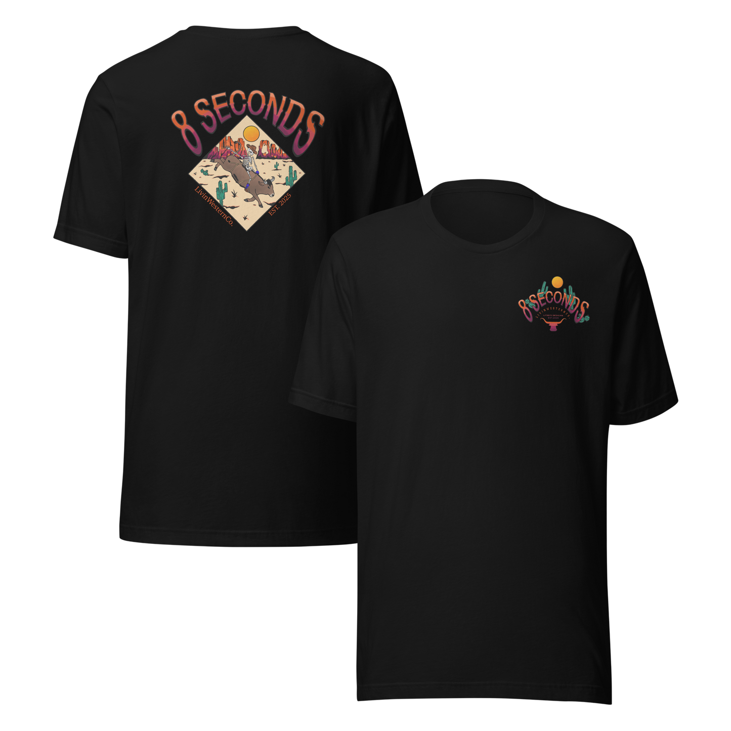 Unisex 8 Seconds T-Shirt - Black