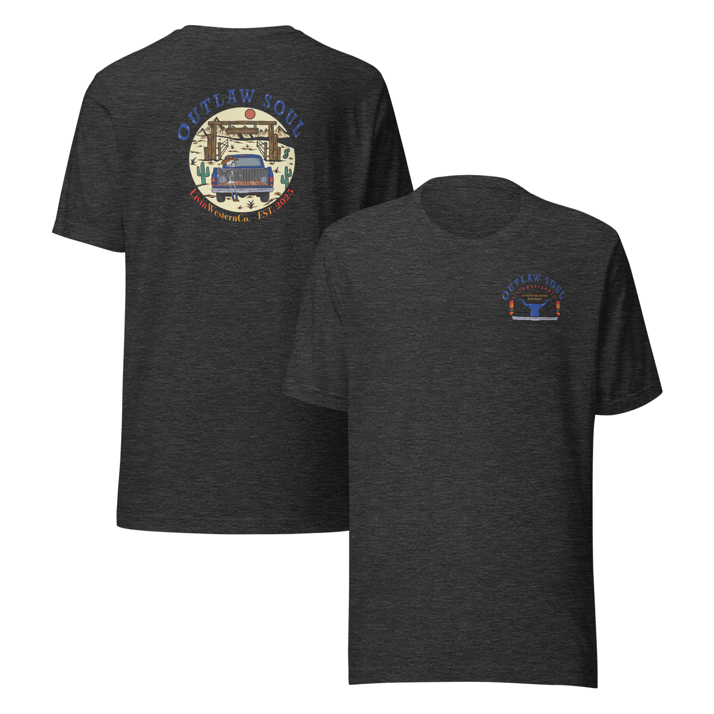 Unisex Outlaw Soul T-Shirt - Charcoal