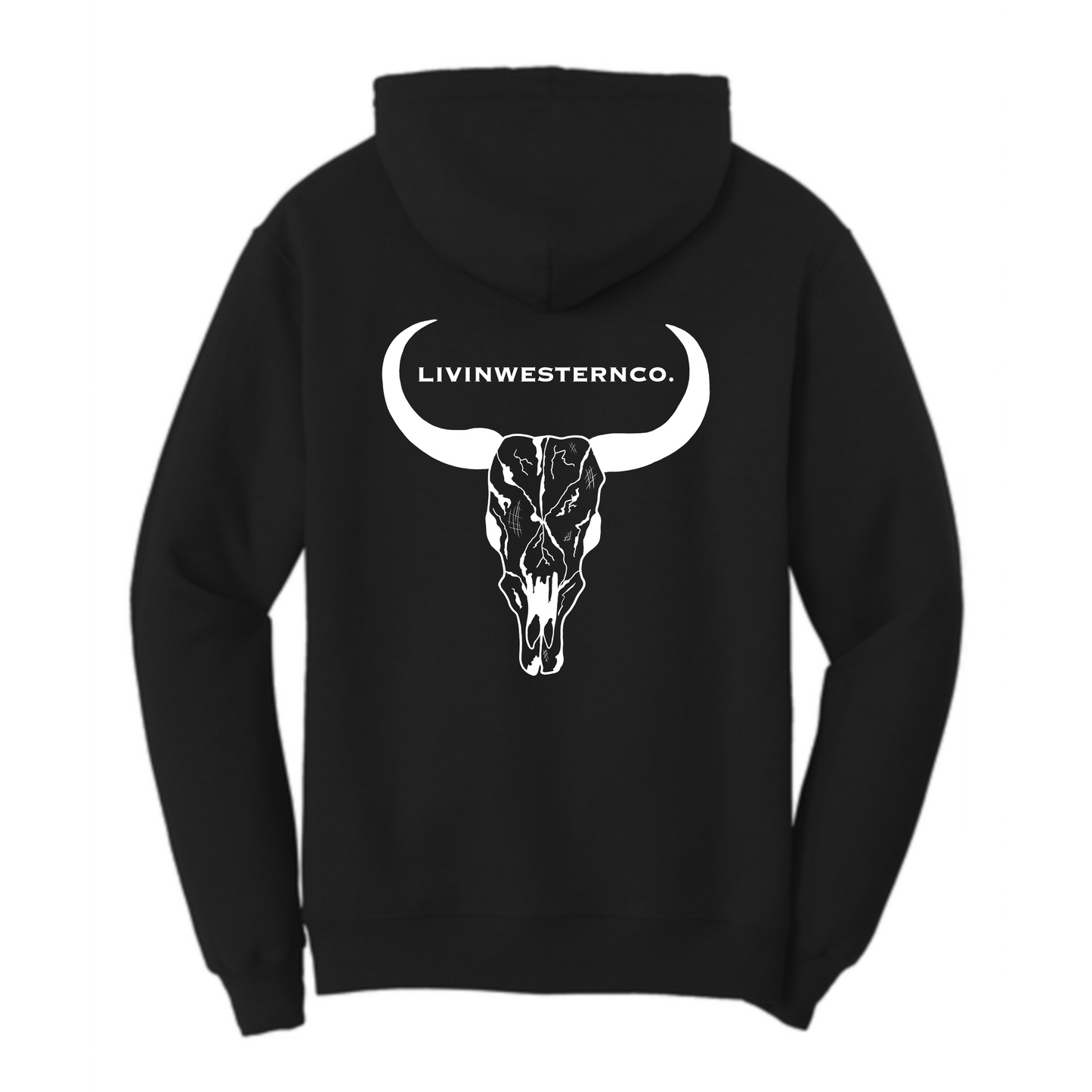 Unisex Bull Skull Hoodie - Jet Black