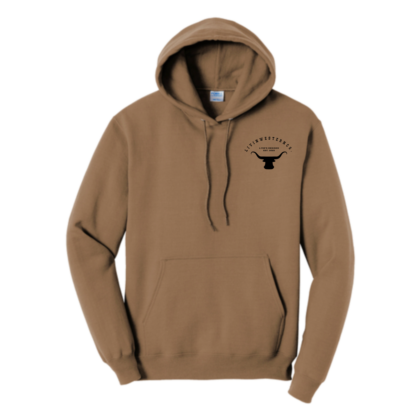 Unisex Bull Skull Hoodie - Woodland Brown